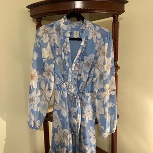 Floral Blue and White Dress